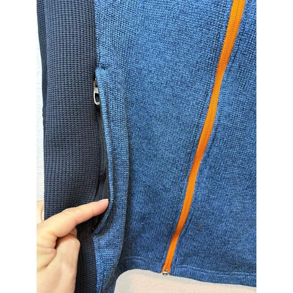 Spyder Constant Full Zip Sweater Fleece Jacket Blue Orange Men's Large